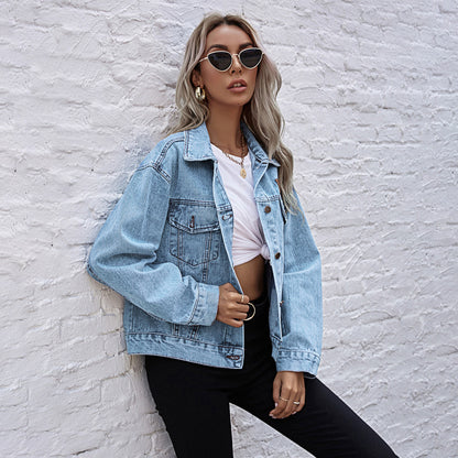 Chaqueta vaquera holgada informal de moda para mujer