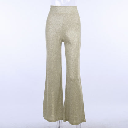 Women'S Fashion Casual Glitter High Waist Drape Wide Leg Pants