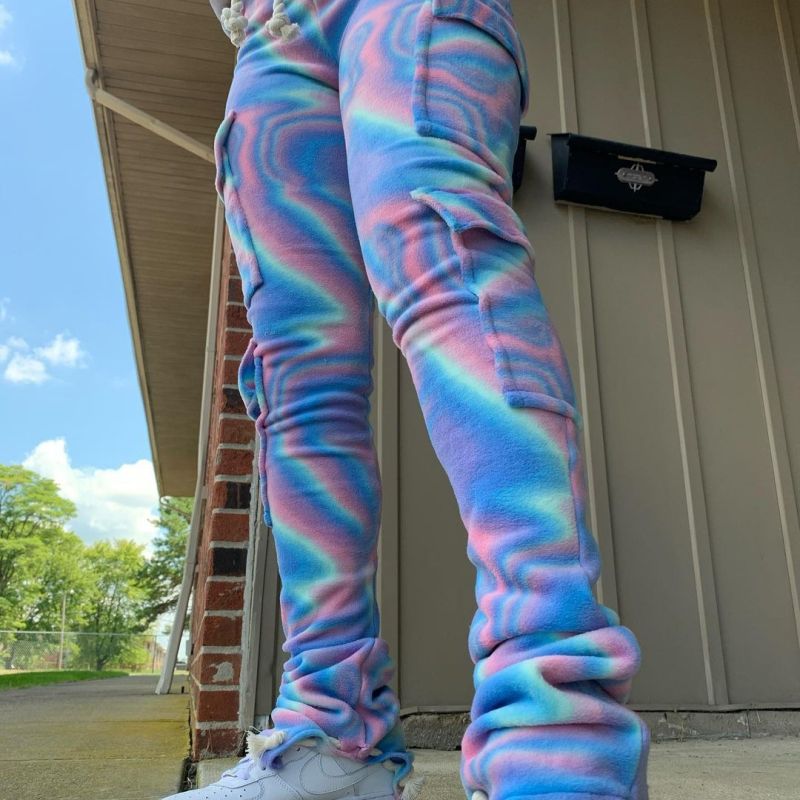 Pantalones ajustados con estampado tie-dye, informales, de calle, a la moda para mujer