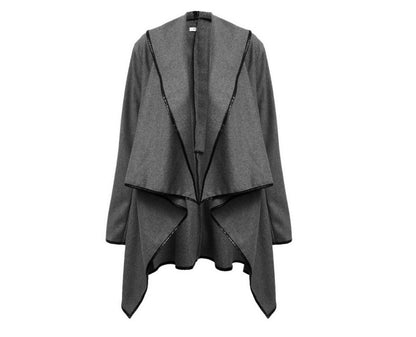 Women Fashion Casual Long Sleeve Heap Collar Irreguar Surplice Coat