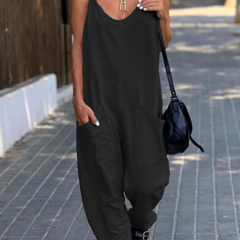 Women'S Fashion Casual Loose Suspender Jumpsuit