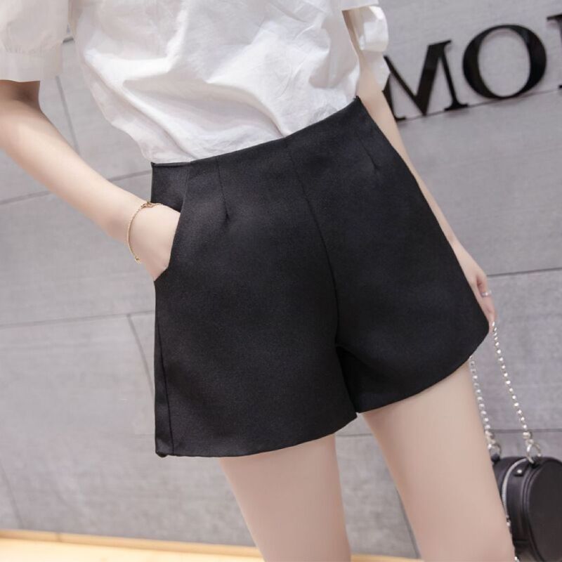 Pantalones cortos holgados de cintura alta y pierna ancha para mujer