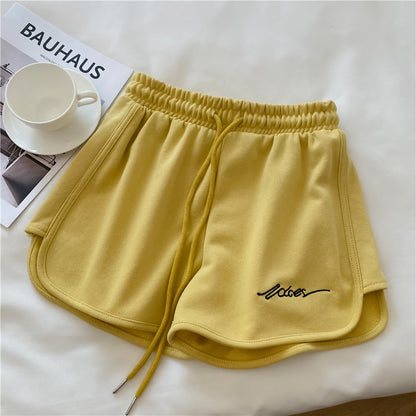 Cotton Sports Women Summer Loose Pajama High Waist Casual Wide Leg Shorts