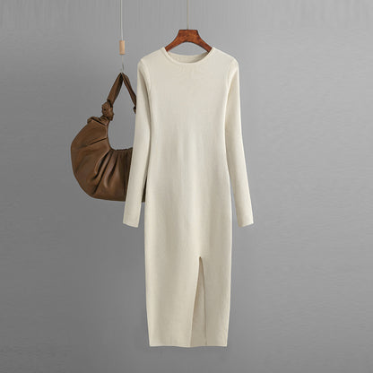 Women Basic Autumn And Winter Casual Solid Color Long Sleeve Knitted Dress