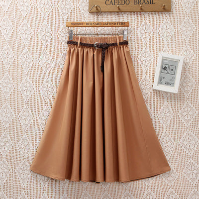 Women Solid Color High Waist Loose Casual Simple Skirt