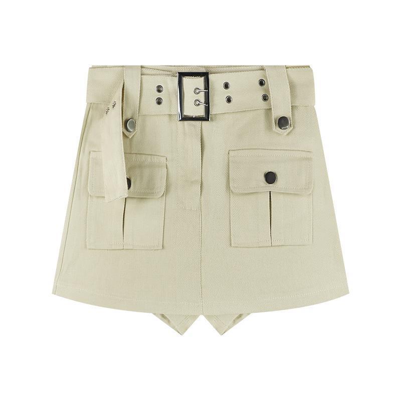 Women'S Fashion Casual Solid Color High Waist Denim Culottes