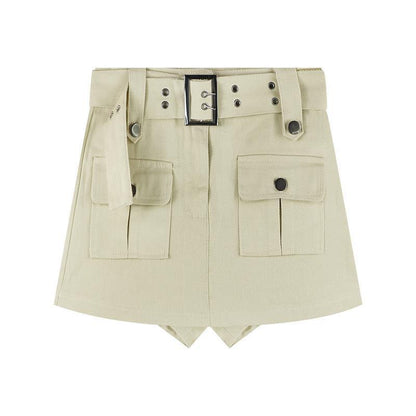 Women'S Fashion Casual Solid Color High Waist Denim Culottes