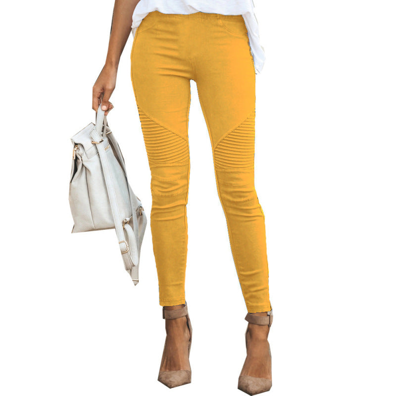 Women Casual Plus Size Solid Color Autumn Spring Skinny Pants