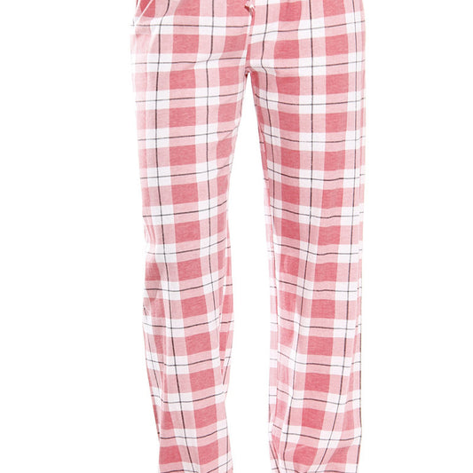 Women Classic Plaid Pattern Casual High Waist Drawstring Pants