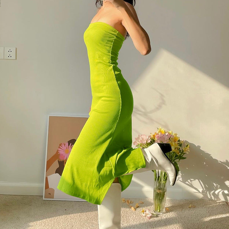 Summer Solid Color Women Pullover Sleeveless Casual High Waist Dress