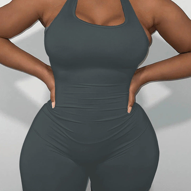 Mono deportivo básico de color liso informal para mujer de talla grande