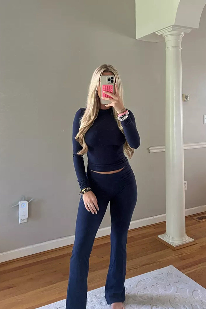 Conjunto de dos piezas de camiseta y pantalón de manga corta, básico, informal, elegante y sencillo para mujer.