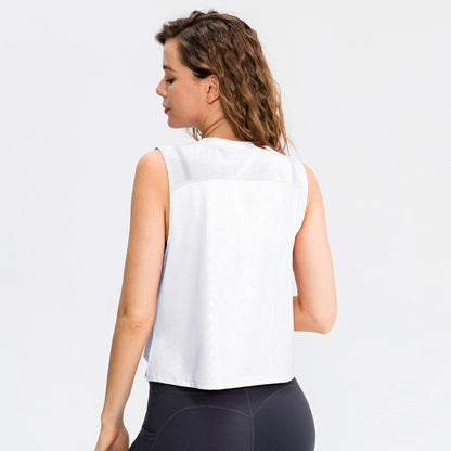 Chaleco deportivo informal holgado para mujer, sin mangas, transpirable y de secado rápido