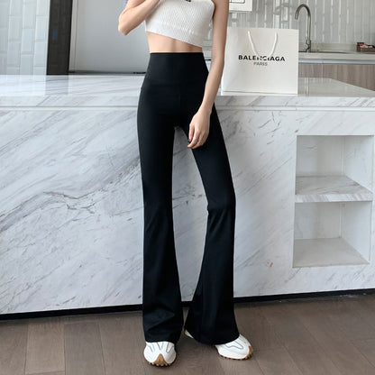 Women Fashion Casual Solid Color Hip Lifting Flared Pants