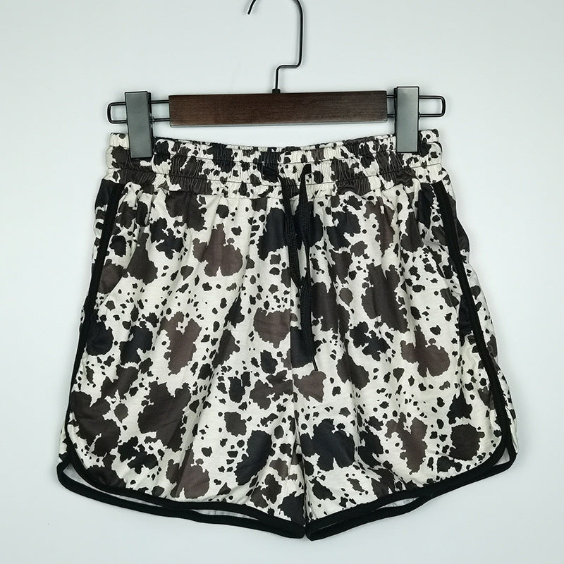 Pantalones cortos casuales de verano para mujer con cordón ajustable y contraste de colores arcoíris