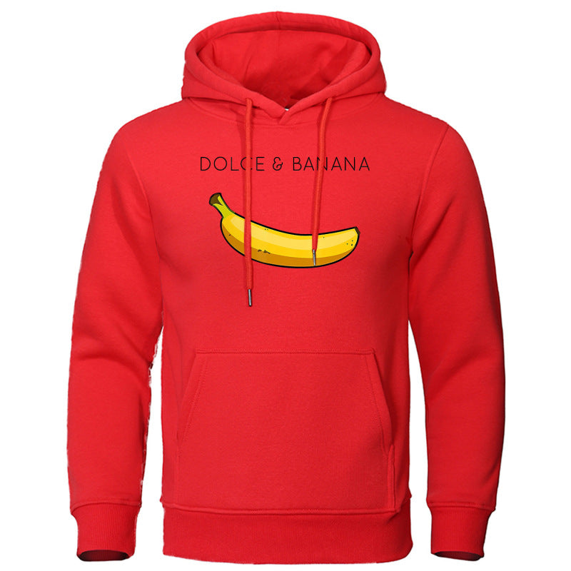 Sudadera con capucha de forro polar con estampado de plátano para hombre y mujer