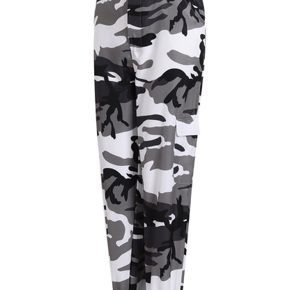 Pantalones cargo casuales con estampado de camuflaje para mujer