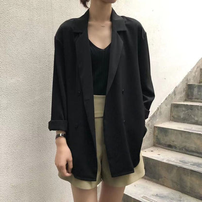 Blazer holgado informal de color liso a la moda para mujer