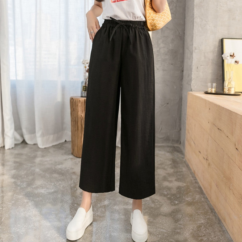 Women'S Fashion Casual Loose High Waist Thin Drape Cropped Pants