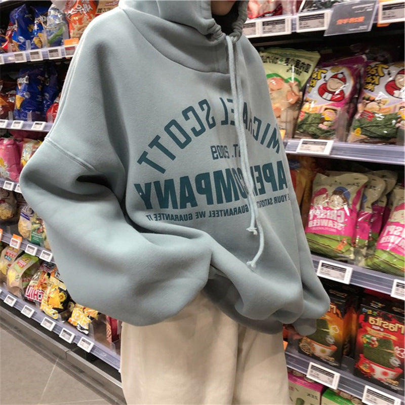 Sudadera con capucha informal con estampado de letras y forro polar para mujer