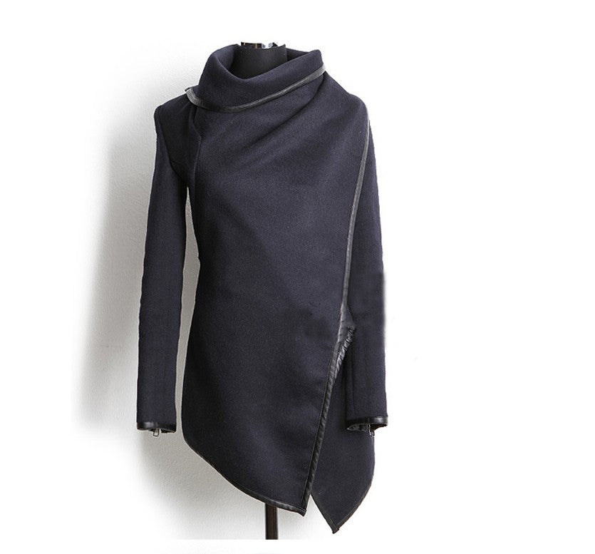 Women Fashion Casual Long Sleeve Heap Collar Irreguar Surplice Coat