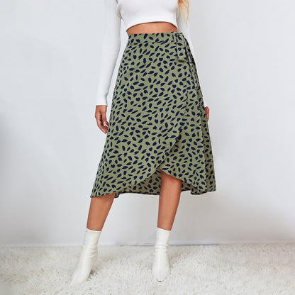 Women Casual Elegant Polka Dot Printed Split Skirt