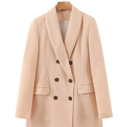 Women Casual Autumn Double-Breasted Blazer And Pant Suit