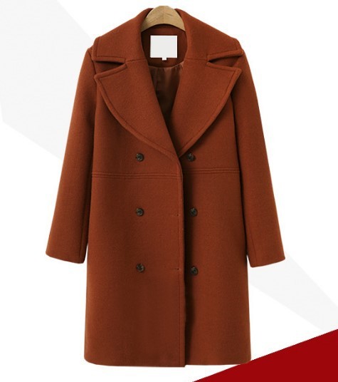 Abrigo cruzado básico de color liso elegante e informal para mujer