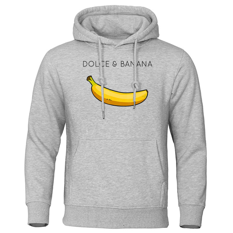 Sudadera con capucha de forro polar con estampado de plátano para hombre y mujer