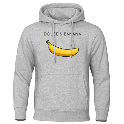 Sudadera con capucha de forro polar con estampado de plátano para hombre y mujer