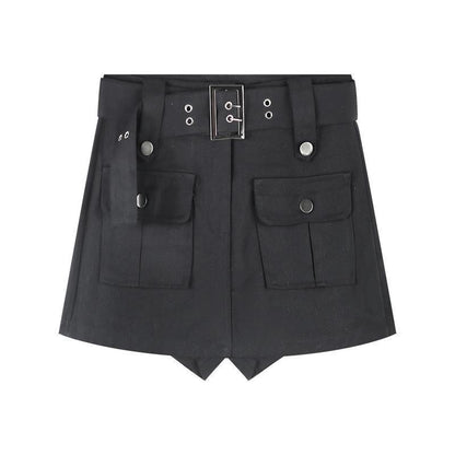 Women'S Fashion Casual Solid Color High Waist Denim Culottes