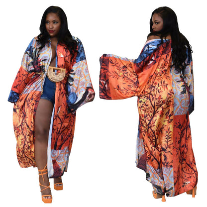 Cárdigan holgado con estampado gráfico informal de estilo bohemio para mujer