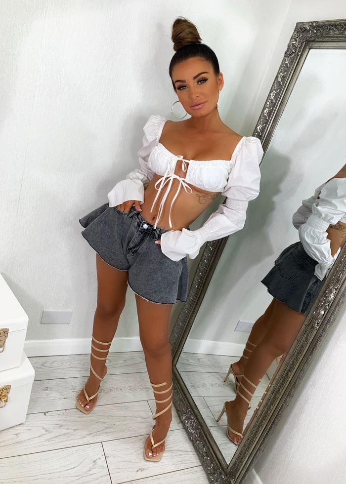 Women Solid Color High Waist Denim Fashion Casual Wide Leg Shorts