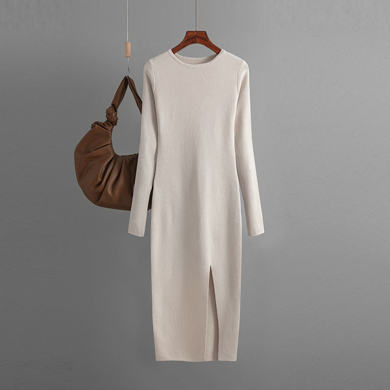 Women Basic Autumn And Winter Casual Solid Color Long Sleeve Knitted Dress
