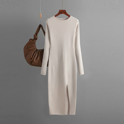 Women Basic Autumn And Winter Casual Solid Color Long Sleeve Knitted Dress