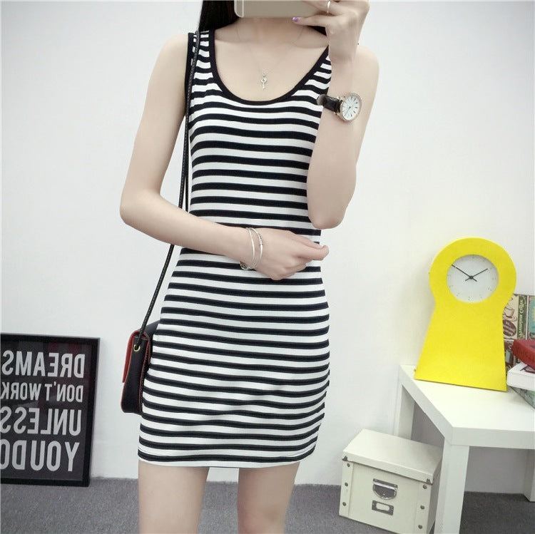 Vestido informal sin mangas con estampado de rayas para mujer