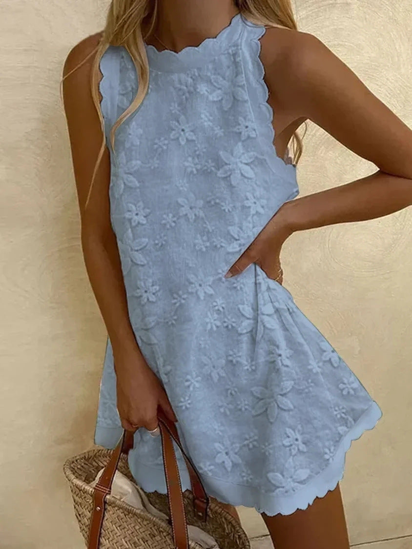 Vestido informal holgado sin mangas con estampado floral a la moda para mujer