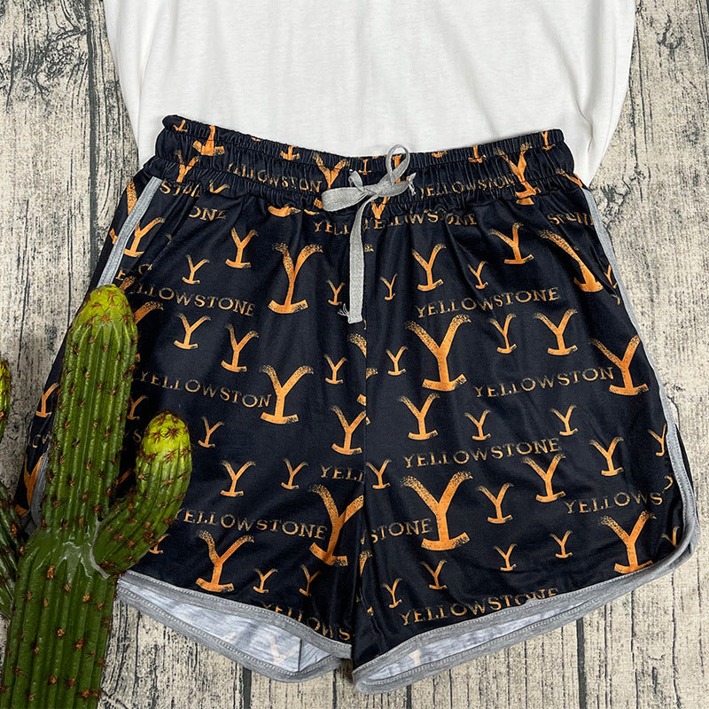 Pantalones cortos casuales de verano para mujer con cordón ajustable y contraste de colores arcoíris