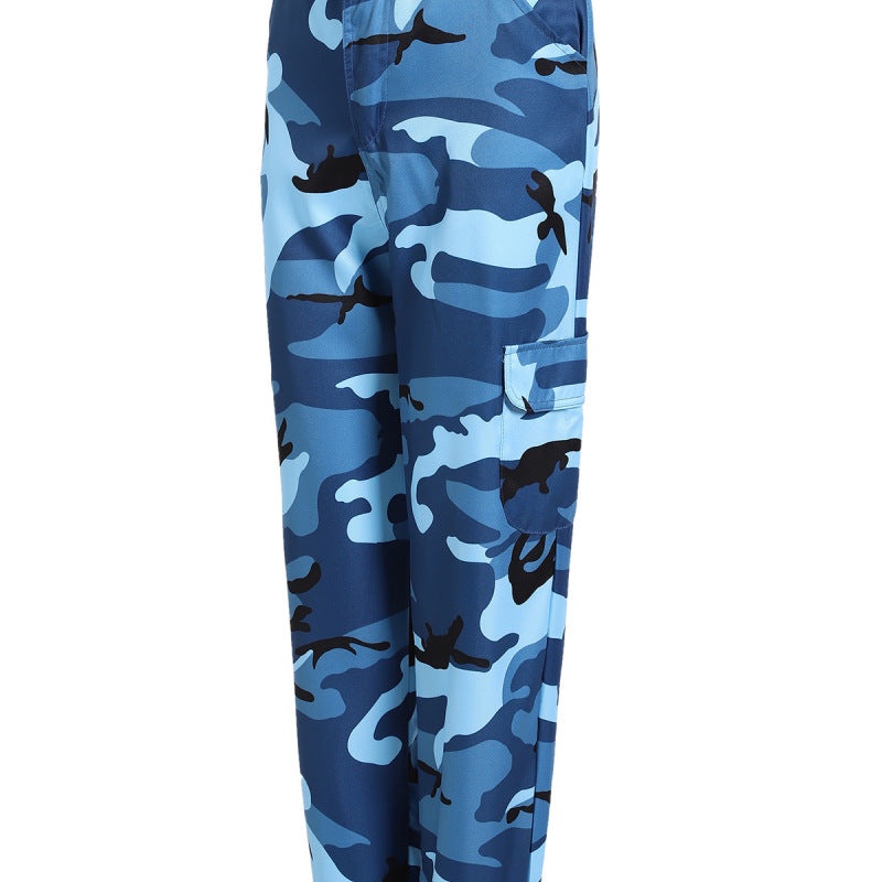 Pantalones cargo casuales con estampado de camuflaje para mujer