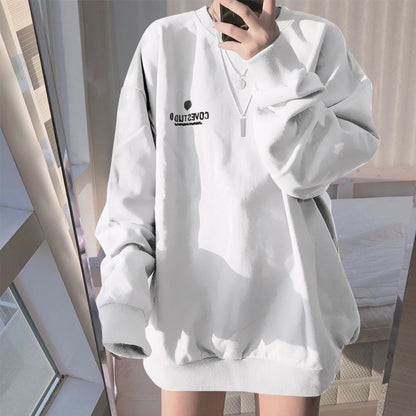 Women Street Casual Letter Print Loose Sweatshirt
