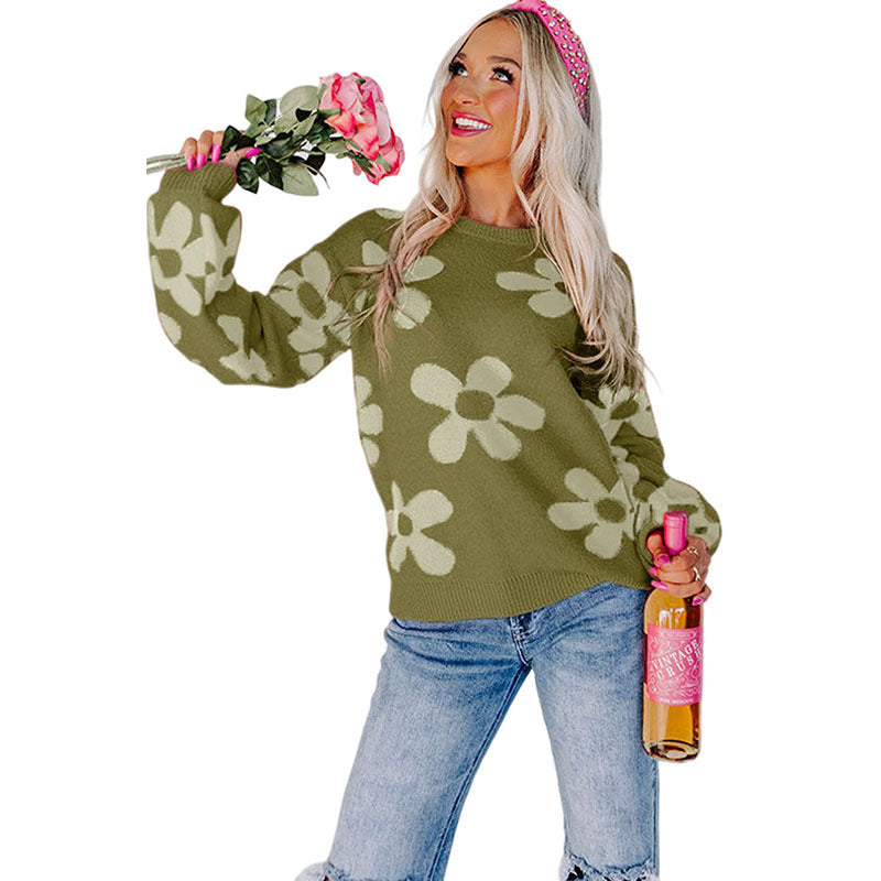 Women Casual Autumn And Winter Round Neck Knitted Sweater