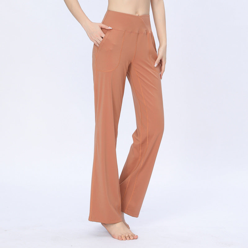 Women Casual Solid Color Yoga High Waist Sports Pants