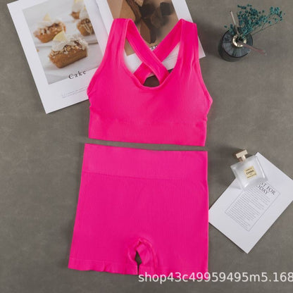 Women Fashion Casual Solid Color Camisole Sports Shorts Set