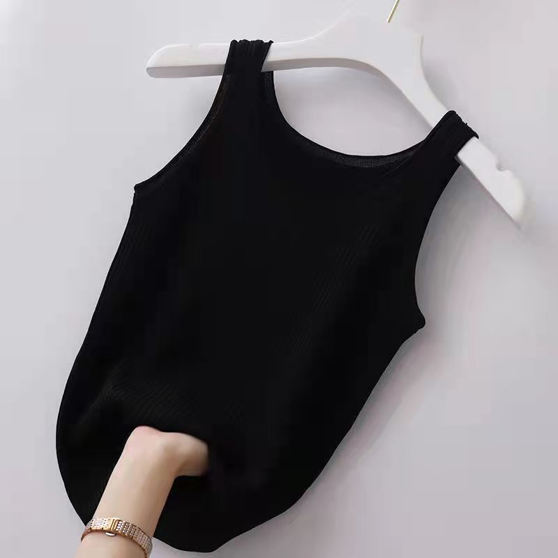 Women Fashion Casual Solid Color Stripe Sleeveless Tank Top