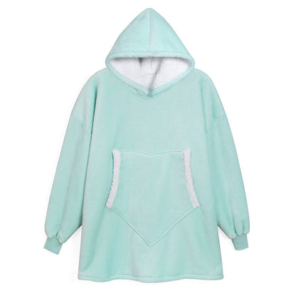 Couples Spring Autumn Casual Lazy Home Solid Color Flannel Long Sleeve Hooded Sleepwear