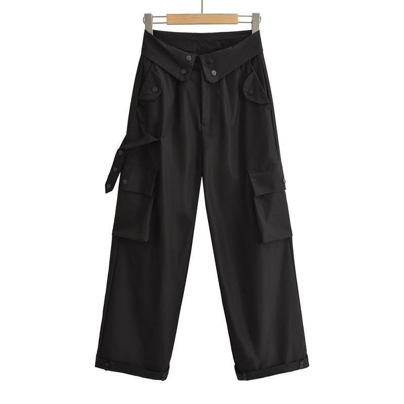 Women Casual Solid Color Loose Street Cargo Pants