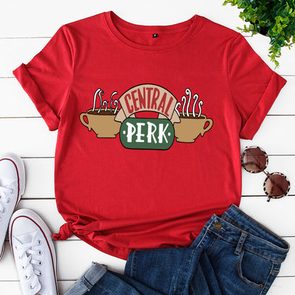 Camiseta informal de manga corta de Central Perk para mujer