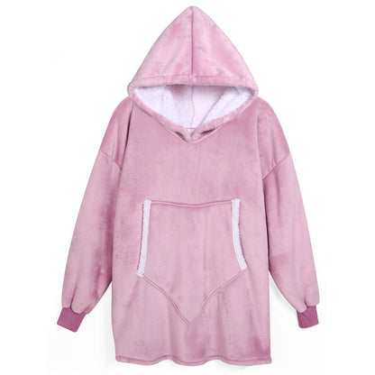 Couples Spring Autumn Casual Lazy Home Solid Color Flannel Long Sleeve Hooded Sleepwear
