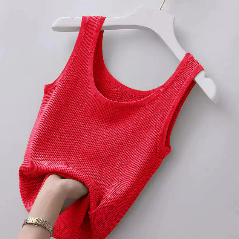 Women Fashion Casual Solid Color Stripe Sleeveless Tank Top