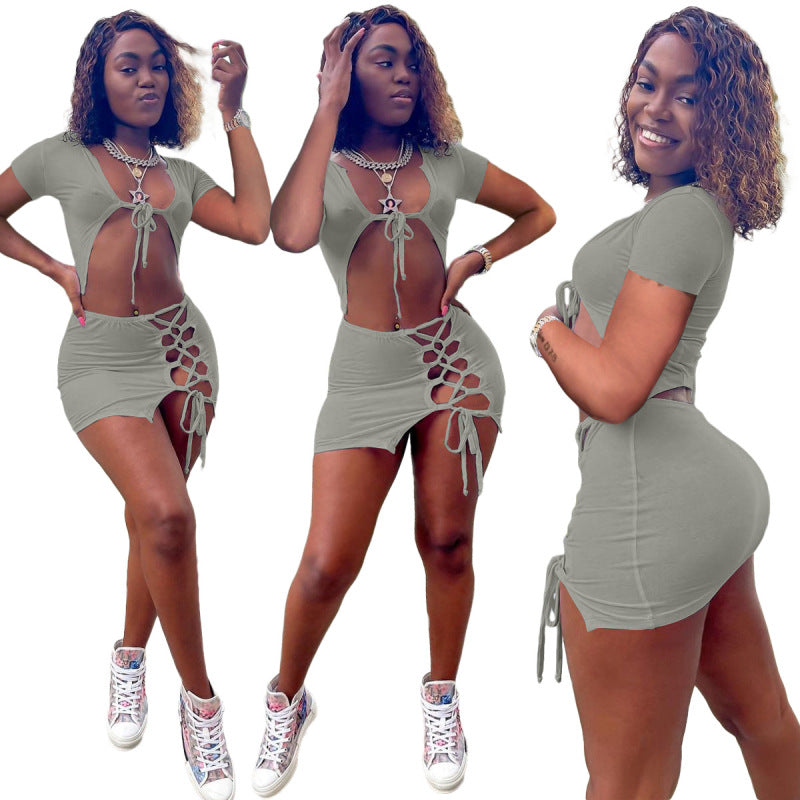 Women Casual Solid Color Hip Lifting Strapt Two Pieces Suit